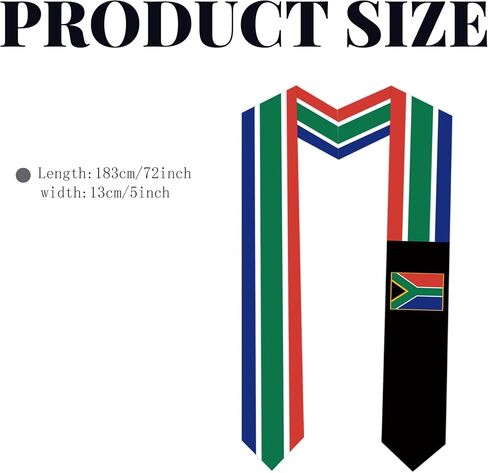 South Africa Flag Graduation Sash Satin Scarf 72" Stole for Abroad Student International Study Class in Saudi Arabia