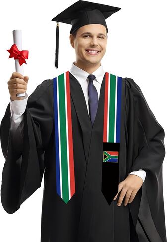 South Africa Flag Graduation Sash Satin Scarf 72" Stole for Abroad Student International Study Class in Saudi Arabia