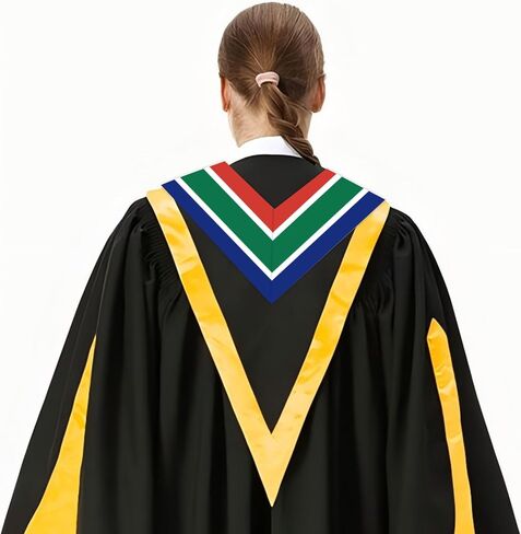 South Africa Flag Graduation Sash Satin Scarf 72" Stole for Abroad Student International Study Class in Saudi Arabia