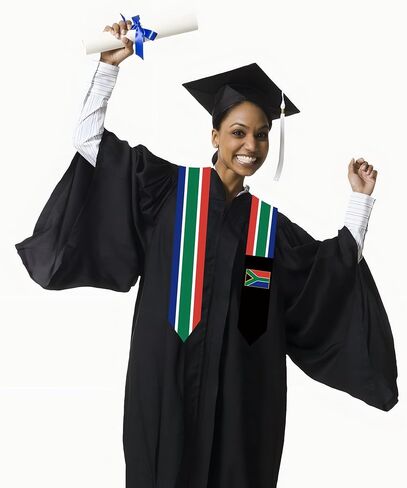 South Africa Flag Graduation Sash Satin Scarf 72" Stole for Abroad Student International Study Class in Saudi Arabia