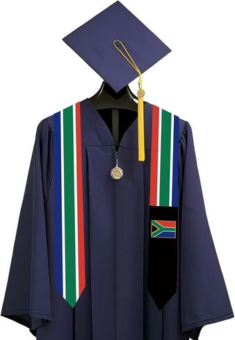 South Africa Flag Graduation Sash Satin Scarf 72" Stole for Abroad Student International Study Class in Saudi Arabia