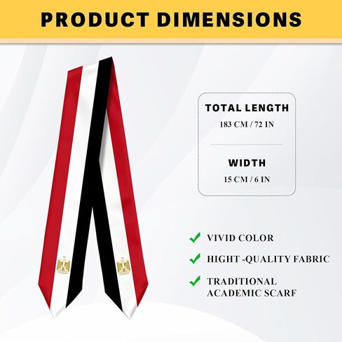 Egypt Flag Graduation Stole Graduation Sash Scarf for International Student Abroad Adult Unisex in Saudi Arabia