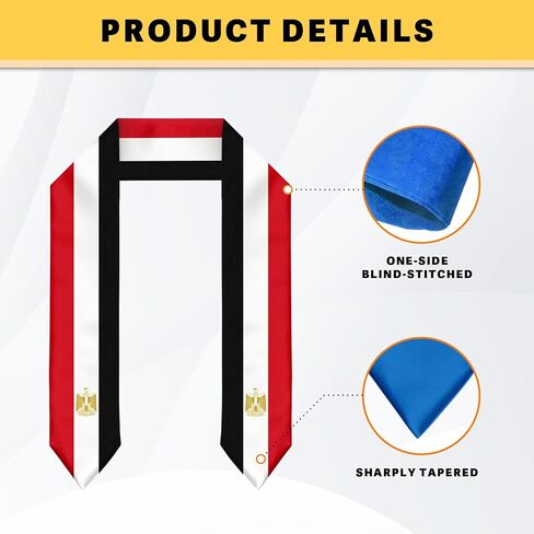 Egypt Flag Graduation Stole Graduation Sash Scarf for International Student Abroad Adult Unisex in Saudi Arabia