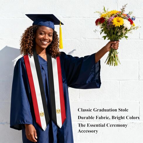 Egypt Flag Graduation Stole Graduation Sash Scarf for International Student Abroad Adult Unisex in Saudi Arabia