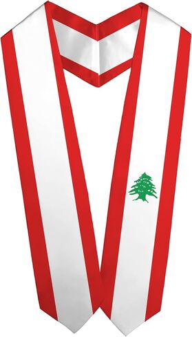 Lebanon Flag Graduation Stole Sash for Study Aboard International Students Adult Unisex Gifts in Saudi Arabia