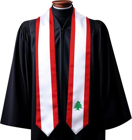 Lebanon Flag Graduation Stole Sash for Study Aboard International Students Adult Unisex Gifts in Saudi Arabia