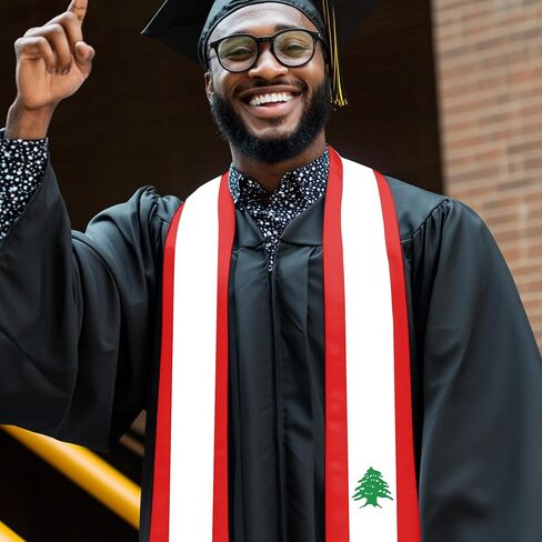 Lebanon Flag Graduation Stole Sash for Study Aboard International Students Adult Unisex Gifts in Saudi Arabia