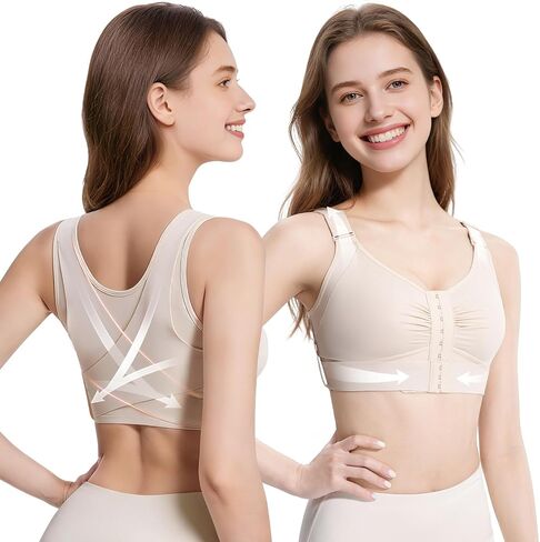 Fit Geno Posture Bra for Women: Wireless Front Closure Posture Corrector Bra with Wide Adjustable Straps in Saudi Arabia