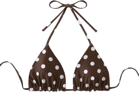 WDIRARA Women's Polka Dots Triangle Bikini Top Micro Halter Swimsuit Tops in Saudi Arabia