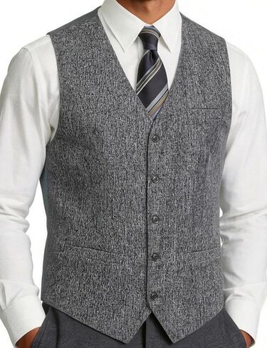 JEMITOP Men's Lightweight Texture Slim Fit Dress Vest Wedding Formal Vintage Tuxedo Suit Vest with Pocket in Kuwait