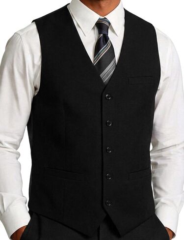 JEMITOP Men's Lightweight Texture Slim Fit Dress Vest Wedding Formal Vintage Tuxedo Suit Vest with Pocket in Kuwait
