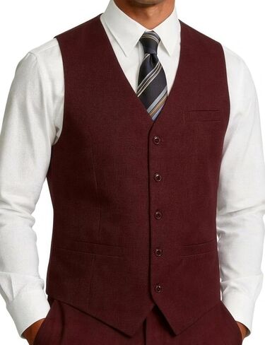 JEMITOP Men's Lightweight Texture Slim Fit Dress Vest Wedding Formal Vintage Tuxedo Suit Vest with Pocket in Kuwait