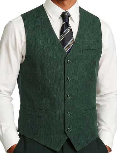 JEMITOP Men's Lightweight Texture Slim Fit Dress Vest Wedding Formal Vintage Tuxedo Suit Vest with Pocket in Kuwait