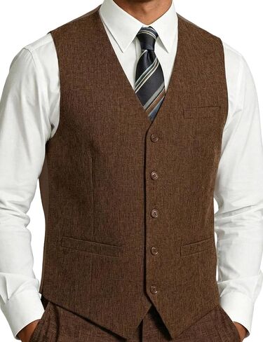 JEMITOP Men's Lightweight Texture Slim Fit Dress Vest Wedding Formal Vintage Tuxedo Suit Vest with Pocket in Kuwait