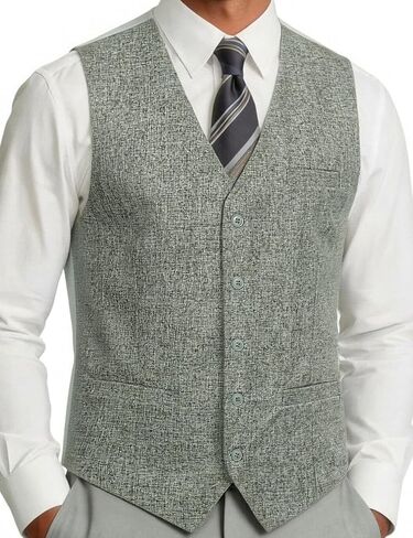 JEMITOP Men's Lightweight Texture Slim Fit Dress Vest Wedding Formal Vintage Tuxedo Suit Vest with Pocket in Kuwait
