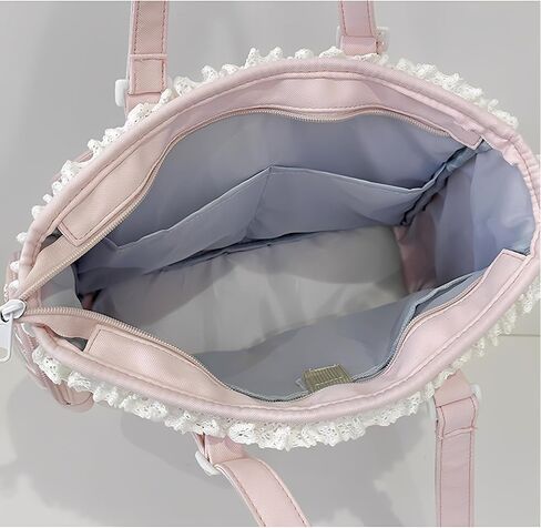 Pink Ita Tote Crossbody Bag with Insert, Large Lace Clear Window Pin Display Bag, Kawaii Ruffle Ita Bag for Anime Convention(no pins&plushes) in Kuwait