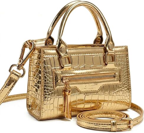 Small Metallic Crossbody Purse Bag for Women, Y2K Crocodile Mini Handbag with Sturdy Strap for Concert Evening Party in Saudi Arabia