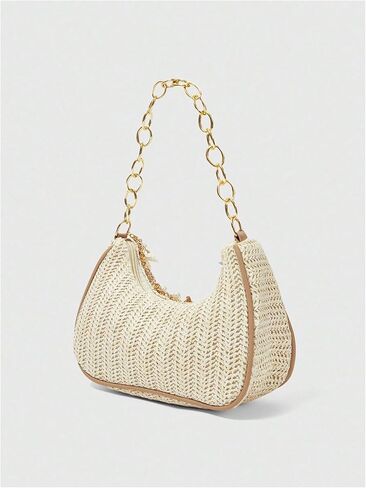 Verdusa Women's Boho Seashell Starfish Straw Shoulder Handbags Chain Strap Top Handle Underarm Bags in Kuwait