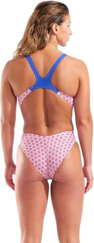 ARENA Performance Women's Bouquet Swim Tech Back One Piece Swimsuit Wide Straps Stylish Competitive Training Practice Bathing Suit, Pink Multi/Neon Blue, US Size 36 in Kuwait