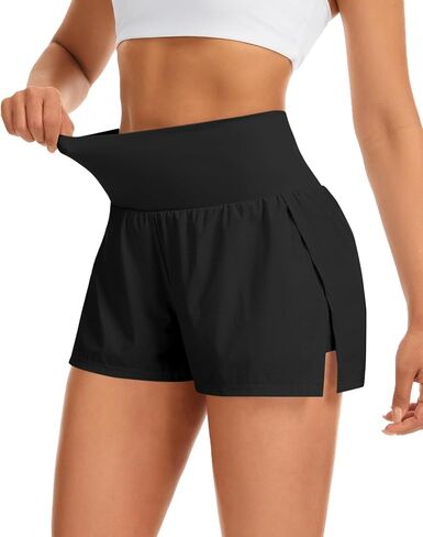 Women's Running Athletic Shorts High Waisted with Pocket Workout Gym Shorts with Layer Quick-Dry for Sport Yoga in Saudi Arabia