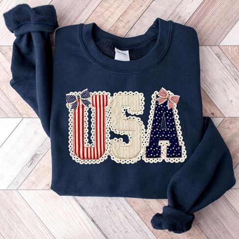 USA Sweatshirt Women 4th of July Crewneck Pullover, Patriotic America Sweatshirt, Independence Day Shirt, Memorial Day Outfit, Cute Summer Holiday Sweater, Navy in Saudi Arabia