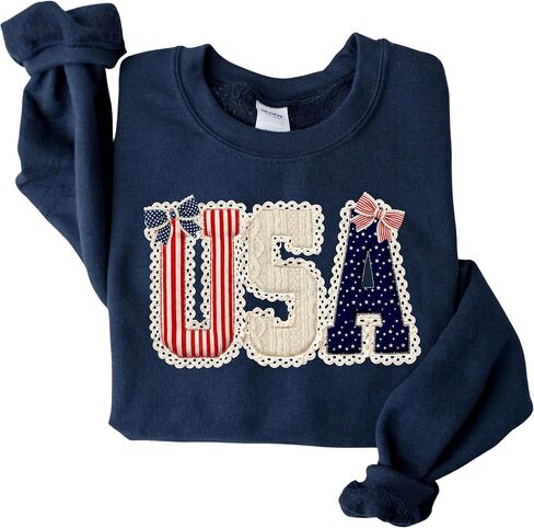 USA Sweatshirt Women 4th of July Crewneck Pullover, Patriotic America Sweatshirt, Independence Day Shirt, Memorial Day Outfit, Cute Summer Holiday Sweater, Navy in Saudi Arabia