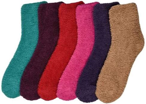 Premium Soft Warm Microfiber Winter Casual Fuzzy Slipper Socks (6 Pairs) in Kuwait