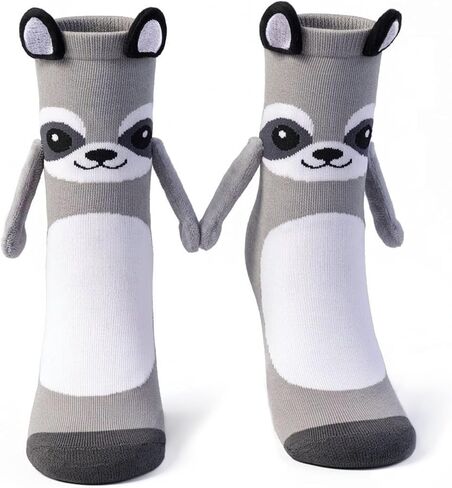 Raccoon Holding Hands Socks, Funny Magnetic Socks That Hold Hands for Kids Teens Women Christmas Birthday Gifts in Saudi Arabia