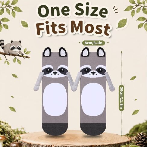Raccoon Holding Hands Socks, Funny Magnetic Socks That Hold Hands for Kids Teens Women Christmas Birthday Gifts in Saudi Arabia