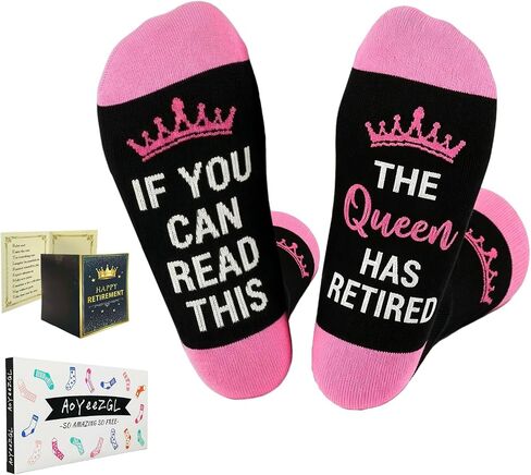 Retirement Socks with Congratulatory Card,Fun Novel Retired Gifts,Unique Amusing Present for Retirees Woman in Saudi Arabia