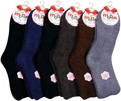 Premium Soft Warm Microfiber Winter Casual Fuzzy Slipper Socks (6 Pairs) in Saudi Arabia