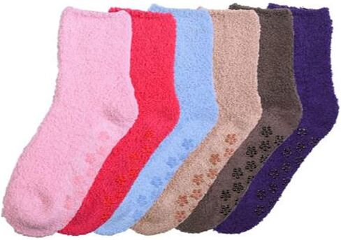 Premium Soft Warm Microfiber Winter Casual Fuzzy Slipper Socks (6 Pairs) in Kuwait