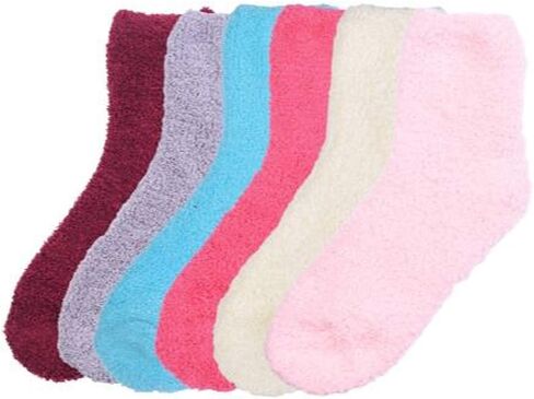 Premium Soft Warm Microfiber Winter Casual Fuzzy Slipper Socks (6 Pairs) in Kuwait