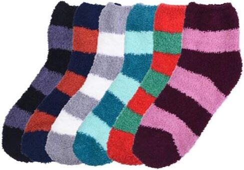Premium Soft Warm Microfiber Winter Casual Fuzzy Slipper Socks (6 Pairs) in Kuwait