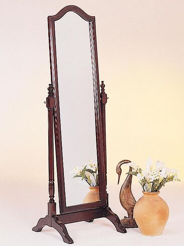 BOWERY HILL 65" Traditional Wood Arched Top Cheval Mirror with Bonnet Top, Adjustable Tilt, Timeless Aesthetic, Incredible Quality, in Merlot Finish in Saudi Arabia