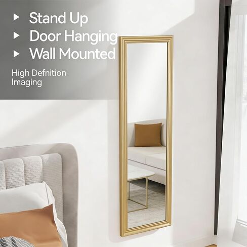 49x13 Door Hanging Full Length Mirror, Floor Stand Wall Mounted Metal Frame Rectangle Dressing Mirrors for Bedroom Living Room in Saudi Arabia