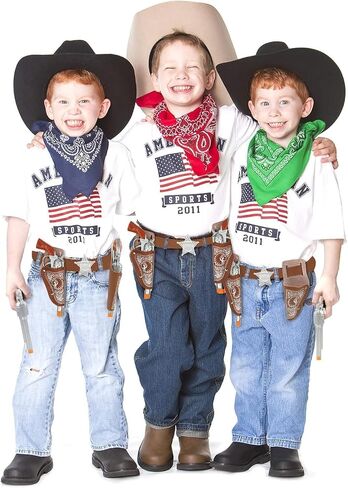 Cowboy Toys Set, 6Pieces Brown Adjustable Cowboy Gun Belt and Holster for Kids, Vintage Dress-up Accessories Costume Gift for Halloween in Kuwait