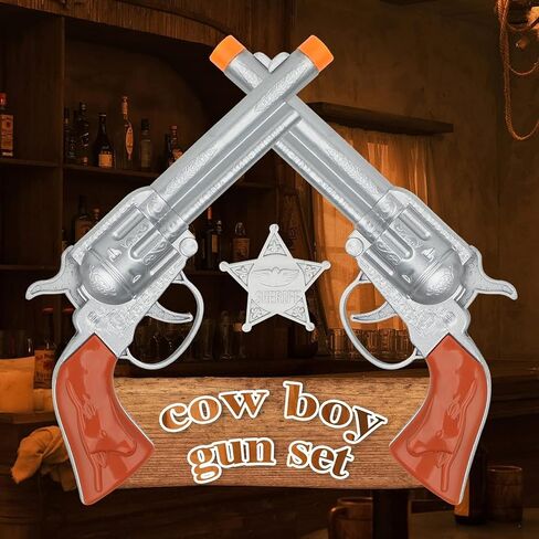 Cowboy Toys Set, 6Pieces Brown Adjustable Cowboy Gun Belt and Holster for Kids, Vintage Dress-up Accessories Costume Gift for Halloween in Kuwait