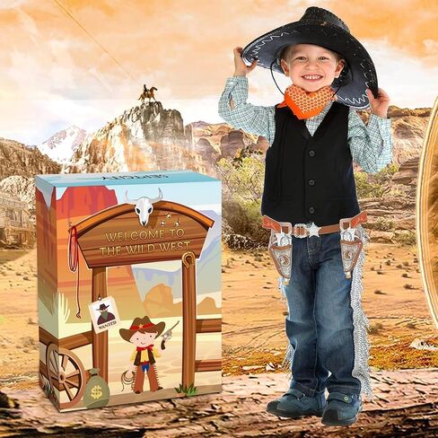 Cowboy Toys Set, 6Pieces Brown Adjustable Cowboy Gun Belt and Holster for Kids, Vintage Dress-up Accessories Costume Gift for Halloween in Kuwait