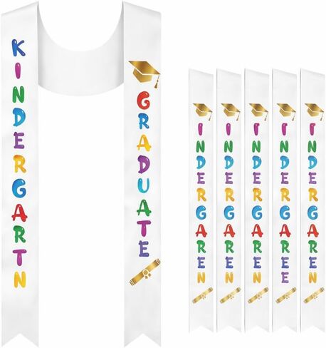 6Pcs Preschool Graduation Stole Kids Graduate Sash 2026 Kindergarten Gifts Unisex Bulk-White in Saudi Arabia