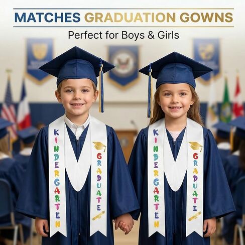 6Pcs Preschool Graduation Stole Kids Graduate Sash 2026 Kindergarten Gifts Unisex Bulk-White in Saudi Arabia