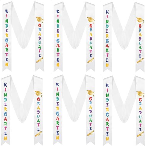 6Pcs Preschool Graduation Stole Kids Graduate Sash 2026 Kindergarten Gifts Unisex Bulk-White in Saudi Arabia