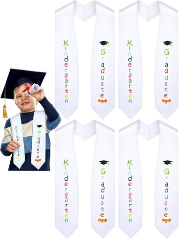 Geyoga 4 Pieces Kids Graduation Stole Unisex Printed Kindergarten Preschool Stole for Decorations (Cute Pattern) in Kuwait