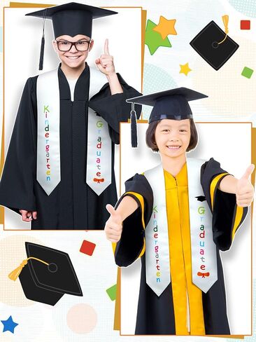 Geyoga 4 Pieces Kids Graduation Stole Unisex Printed Kindergarten Preschool Stole for Decorations (Cute Pattern) in Kuwait