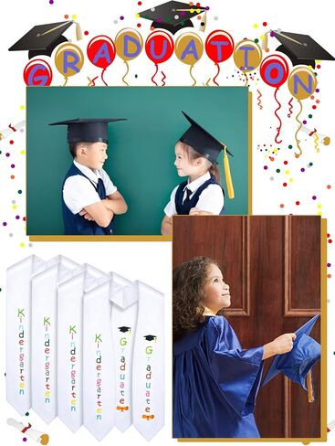 Geyoga 4 Pieces Kids Graduation Stole Unisex Printed Kindergarten Preschool Stole for Decorations (Cute Pattern) in Kuwait