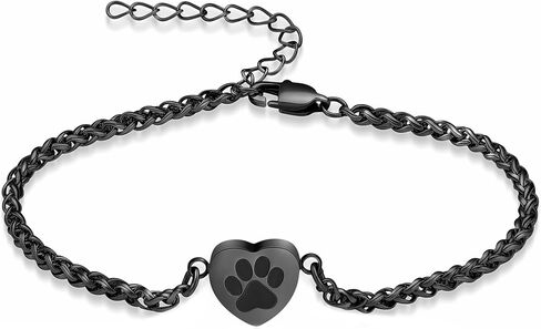 Paw Print Urn Bracelet for Pets Ashes Pet Heart Bangle for Dog Cat Ashes Stainless Steel Memorial Keepsake Cremation Jewelry in Kuwait