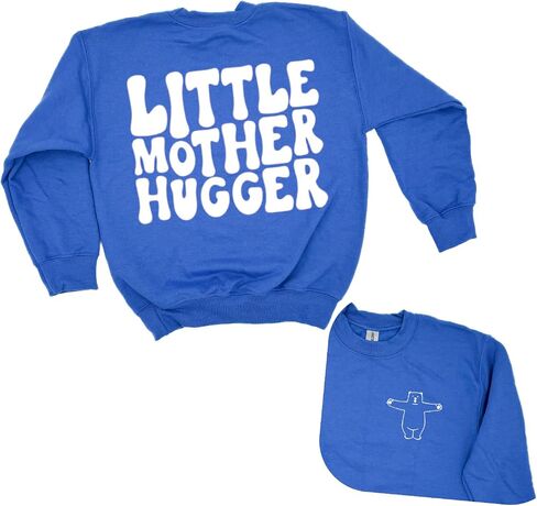 Comfy Cozy Bear Hug Little Mother Hugger Blue Black Crewneck Sweatshirt for Toddlers and Youth in Kuwait