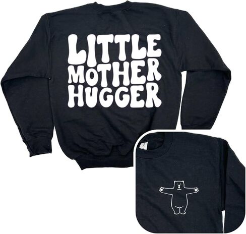 مريح مريح الدب عناق الأم الصغيرة هاجر البلوز الأزرق الأسود Crewneck للأطفال الصغار والشباب in Saudi Arabia