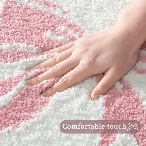 Anybar Bow Bath Mat Pink White Bathroom Rug Cute Scalloped Rugs Non Slip Floor Carpet Microfiber Bathmat Soft Super Absorbent Machine Washable Bathmat for Shower Scallop Bathroom Mats（18x25 inch） in Saudi Arabia