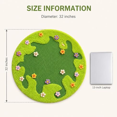 CTSUN 32 Inch Cat Rug Scratcher Mat, Sisal Cat Scratch Pad, Round 3D Moss & Grass Design, Heavy Duty Aesthetic Claw Care, Natural Furniture Protector, for Kitten Play and Living Room in Saudi Arabia